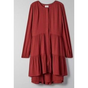 WILFRED Women's Barossa Size Medium Tiered Mini Solid Red Carmine Dress